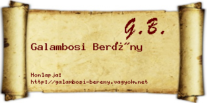 Galambosi Berény névjegykártya